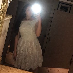 White pearl sequence formal dress